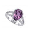 Alesandro Menegati Sterling Silver Ring with Diamonds and Amethyst