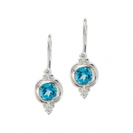 Picture of Sterling Silver Pair Swiss Blue Topaz & Cubic Zirconia Earring