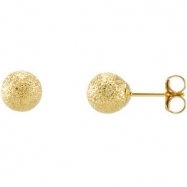 Picture of 14K Yellow Gold Pair Ball Earring With Star Dust Finish And Backs