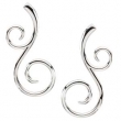Sterling Silver & 14k White Gold Right Scroll Metal Fashion Earring
