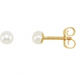 14K Yellow PAIR 03.25 MM;P;CHILDRENS BUTTON PEARL EARRING Youth Button Pearl Earrin