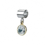 Picture of Sterling Silver & 14k Yellow Gold April Kera Bead With Birthstone Dangle