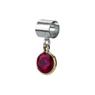 Picture of Sterling Silver & 14k Yellow Gold July Kera Bead With Birthstone Dangle Ring Size 6