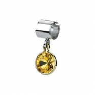 Picture of Sterling Silver & 14k Yellow Gold November Kera Bead With Birthstone Dangle Ring Size 6