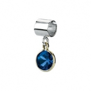 Picture of Sterling Silver & 14k Yellow Gold December Kera Bead With Birthstone Dangle Ring Size 6