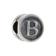 Picture of Sterling Silver B Kera Alphabet Cylinder Bead Ring Size 6
