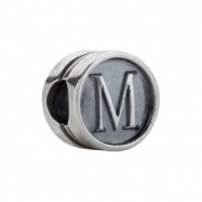 Picture of Sterling Silver M Kera Alphabet Cylinder Bead Ring Size 6