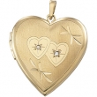 14K Yellow Gold Heart Shaped Locket With Diamond