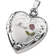 Sterling Silver Tri Color Mom Heart Shaped Locket