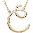 14K C 16"" Yellow Gold Fashion Script Initial Necklace