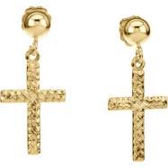 Picture of 14K Yellow Gold Pair Cross Ball Dangle Earring