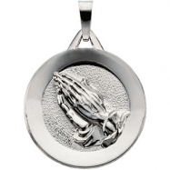 Picture of 14K White Gold Disc With Praying Hands Pendant