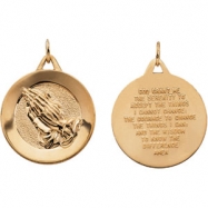Picture of 14K Yellow Gold Disc With Praying Hands Pendant