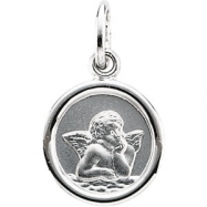 Picture of 14K White Gold 14.25 Round Angel Pendant Medal