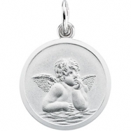 Picture of 14K White Gold Rd. Angel Pendant Medal