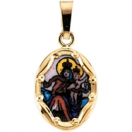 Picture of 14K Yellow Gold Porcelain Scapular Pendant