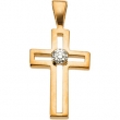 14K Yellow Gold Cross Pendant With Diamond