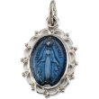 Sterling Silver Miraculous Medal With 18 Inch Chain
