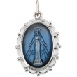 Sterling Silver Miraculous Medal With 18 Inch Chain