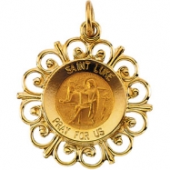 Picture of 14K Yellow Gold 18.5 Rd St Luke Pend Medal