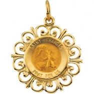 Picture of 14K Yellow Gold 18.5 Rd St Francis Pend Medal