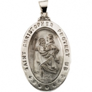 Picture of 14K White Gold Hollow Oval St. Christopher Medal
