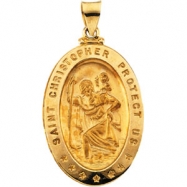 Picture of 14K Yellow Gold Hollow Oval St. Christopher Medal