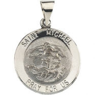 Picture of 14K White Gold Hollow Round St. Michael Medal