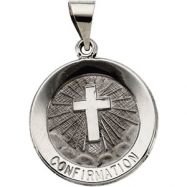 Picture of 14K White Gold Hollow Confirmation Medal