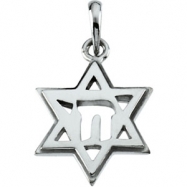 Picture of 14K Yellow Gold Star Of David Chai Pendant