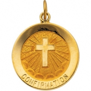 Picture of 14K Yellow 18.00 MM Confirmation Medal W/cross