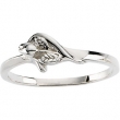 14K White Gold Unblossomed Rose Chastity Ring With Box