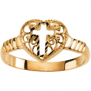 Picture of 14K Yellow Gold Cross Heart Ring