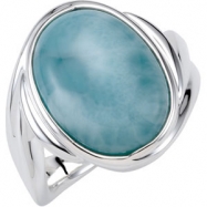 Picture of Sterling Silver Genuine Larimar Ring