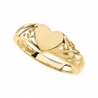 14K Yellow Gold Signet Heart Ring