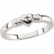 Picture of 14K White Gold Heart With Cross Ring