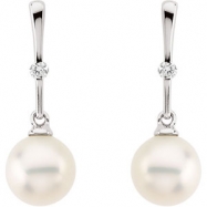 Picture of 14K White Gold Pair Freshwater Cultured Pearl And Diamond Earring