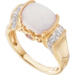 14K Yellow Gold Genuine Opal Pink Tourmaline And Diamond Ring