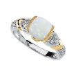 14K White Yellow Gold Two Tone Genuine Opal Cab Tanzanite And Diamond Ring