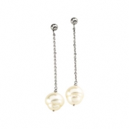 Picture of 14K Gold Pair 09.00 - White Freshwater Cultured Circle Pearl Earring