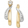 14K Yellow White Gold Pair Two Tone Diamond Earring Jackets  Diamond quality AA (I1 clarity G-I color)