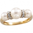 14K Yellow Gold 07.00- 05.00-05.50 Freshwater Cultured Pearl And Diamond Ring