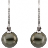 Picture of 14K White Gold Pair Near Round 1 8c Tahitian Pearl And Diamond Earring