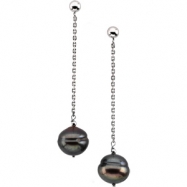Picture of Sterling Silver Pair 09.00- Freshwater Cultured Black Circle Pearl Earrings