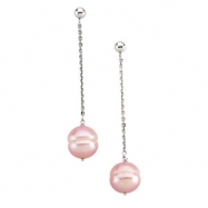 Picture of 14K White Gold Pair 09.00- Pink Freshwater Cultured Circle Pearl Earrings