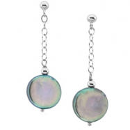 Picture of Sterling Silver Pair 12.00- Freshwater Cultured Black Coin Pearl Earrings