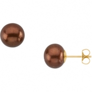 Picture of 14K Yellow Gold Pair 09.00 - Freshwater Dyed Chocolate Cultured Pearl Earrings