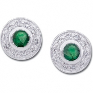 Picture of 14K White Gold Pair Genuine Emerald And Diamond Earring