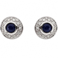 Picture of 14K White Gold Pair Genuine Sapphire And Diamond Earring