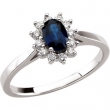 14K White Gold Genuine Blue Sapphire And Diamond Ring